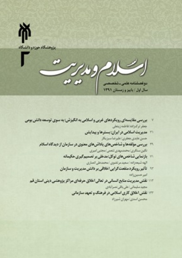 نقش اخلاق كاری اسلامی در فرهنگ و تعهد سازمانی